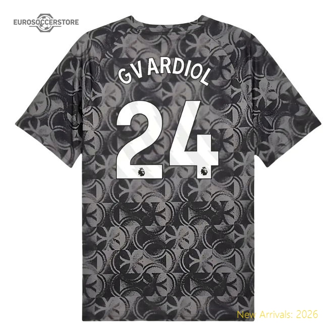 2025-2026 Man City Warm Up Jersey (Black) (Gvardiol 24)