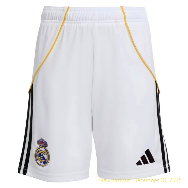2025-2026 Real Madrid Home Shorts - High Quality Fan Gear - White...