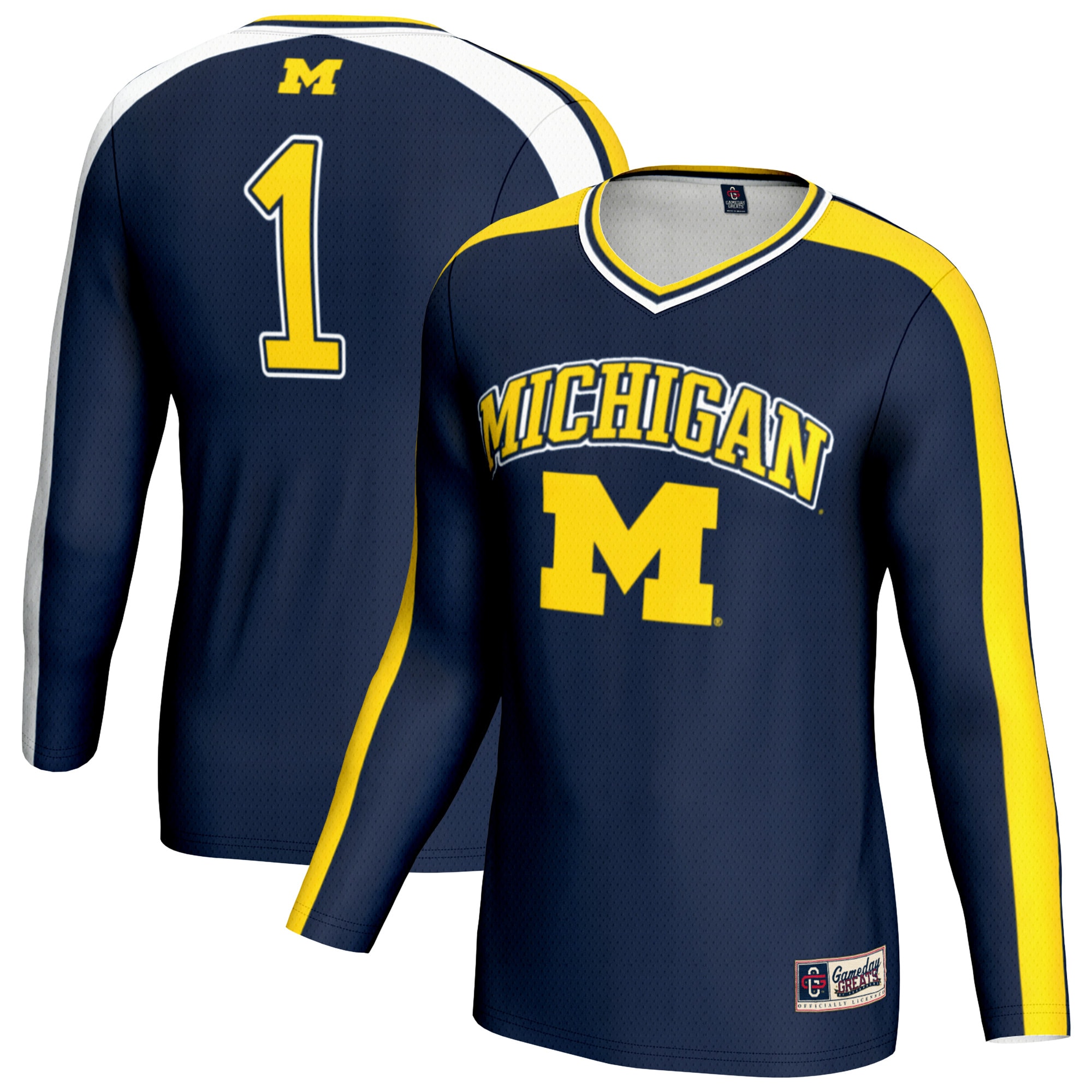 [DDG] Women's Michigan Wolverines GameDay Greats #1 Lightweight Volleyball Fashion Jersey - Navy