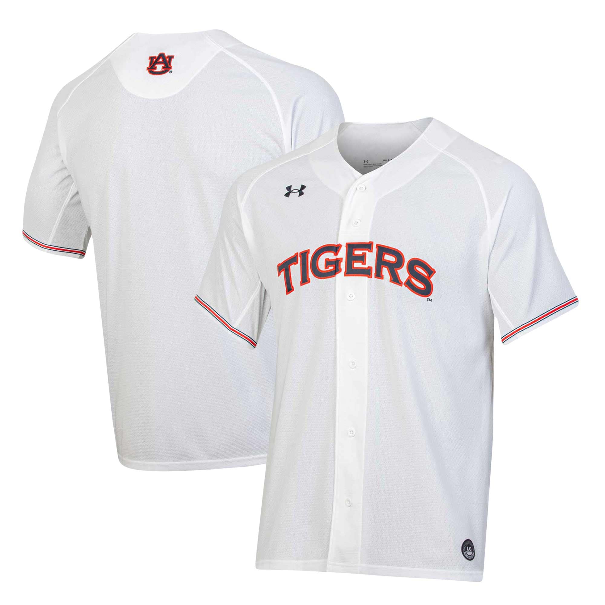 [NJP] Youth Auburn Tigers Softball Button-Up V-Neck Jersey - White