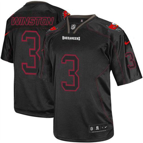 Official NFL T B Buccaneers #3 Jameis Winston Black Lights Out Jersey