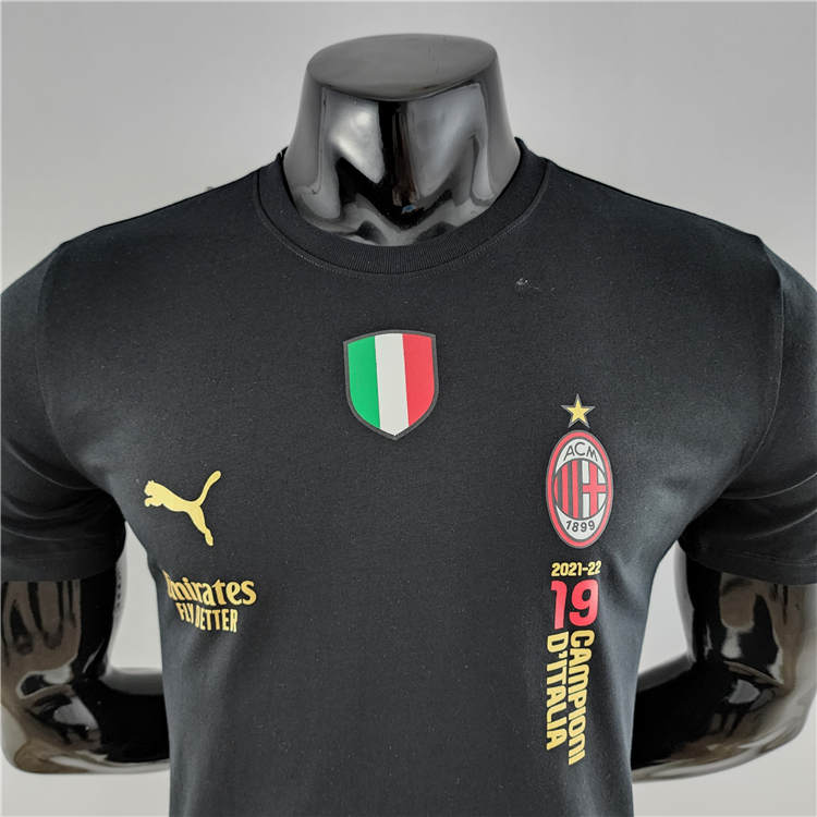 21-22 AC Milan Champion Black T-Shirt - Official Replica 6701