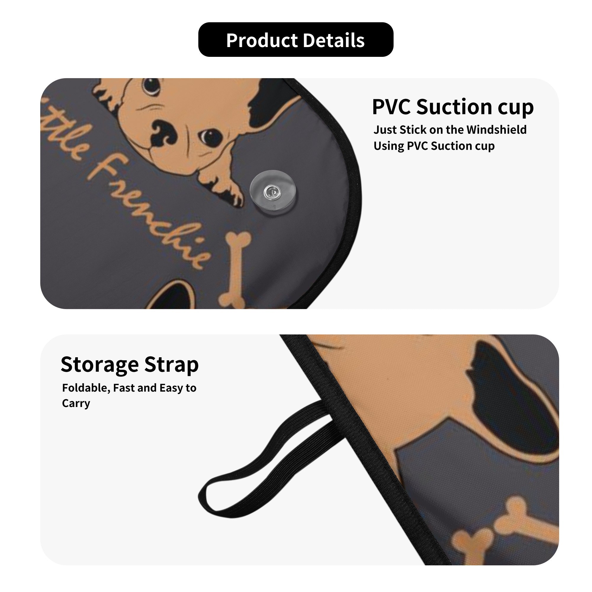 Frenchie Durable Gus - Bulldog Car Auto Sun Shade Indoor Use