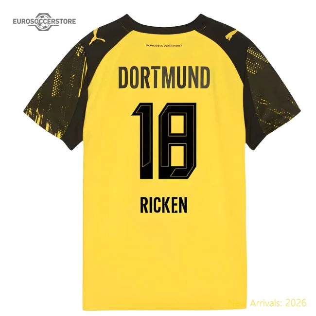 Popular 2025-2026 Borussia Dortmund Home Shirt (Kids) (Ricken 18)