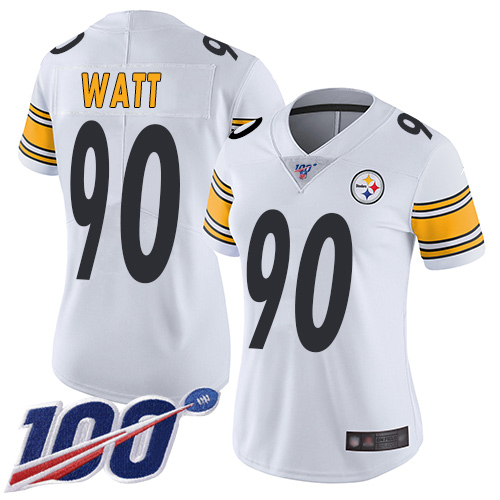 Official NFL s Pittsburgh Steelers #90 T. J. Watt White Limited Jersey