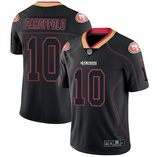 Official NFL W 4 49ers #10 Jimmy Garoppolo Black Lights Out Jersey