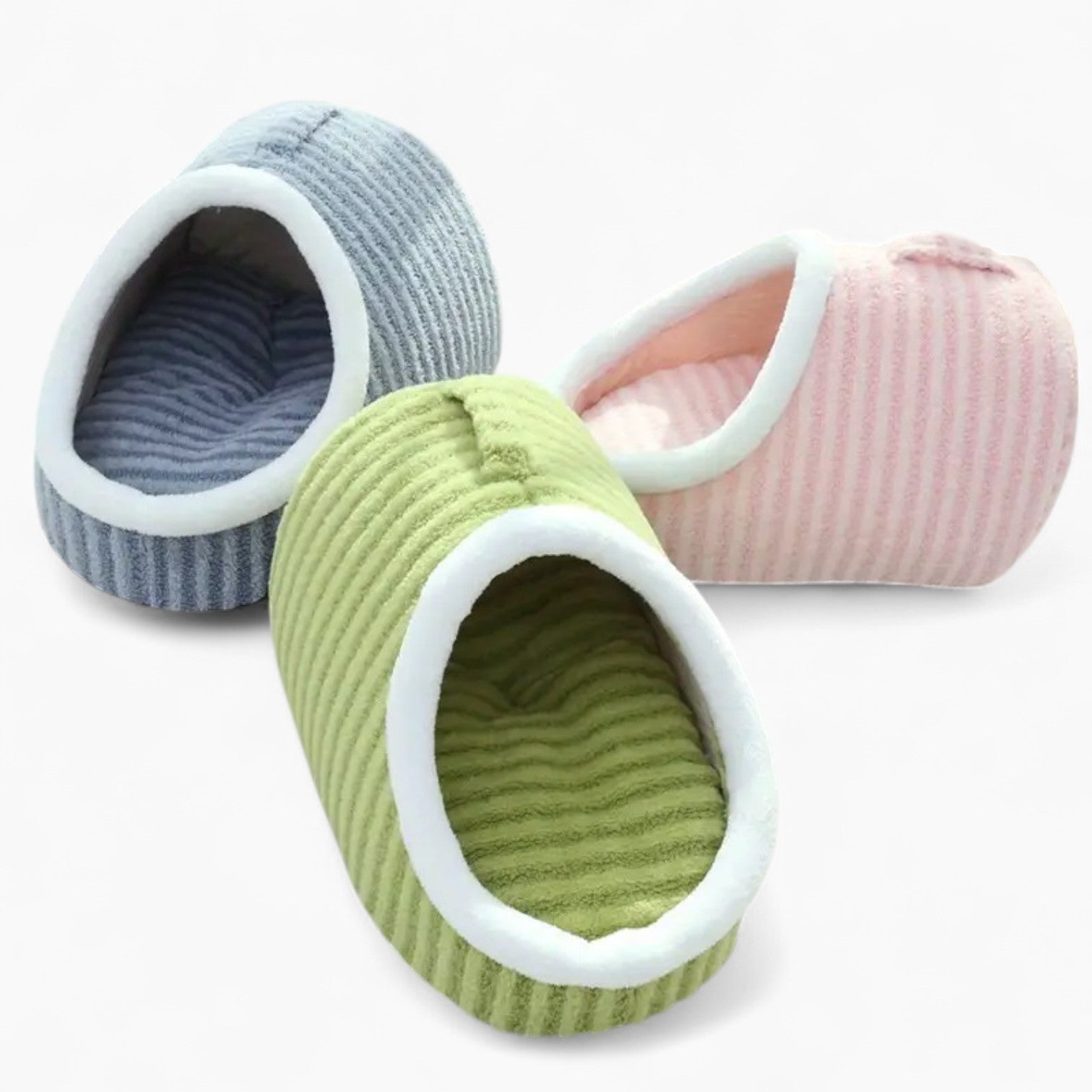 PawVilla Frenchie Portable House – Semi-Enclosed Striped Nest with Removable Cushion Pad