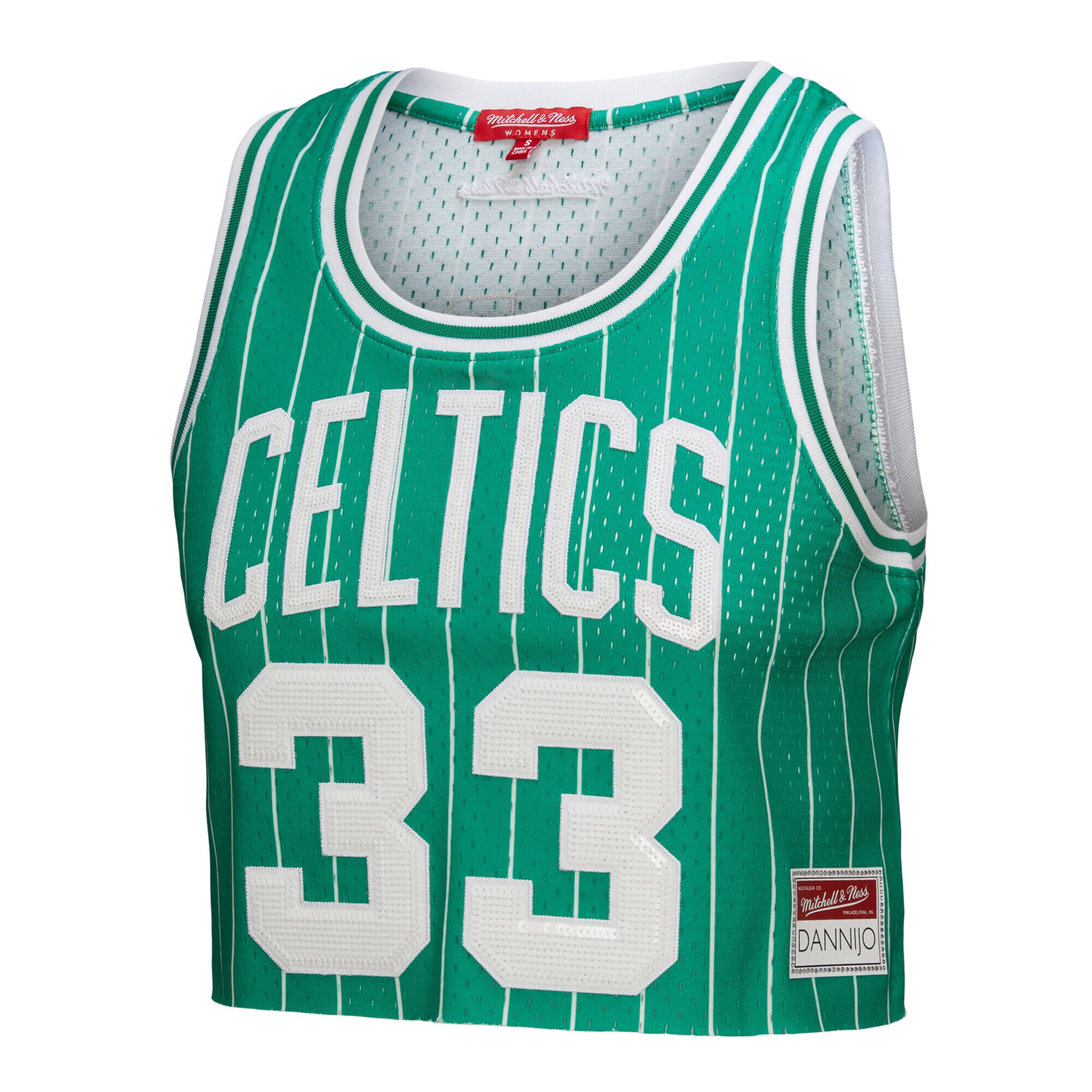 [LK] Larry Bird Boston Celtics x DANNIJO Women's Fashion Cropped Basketball Jersey - Kelly Green