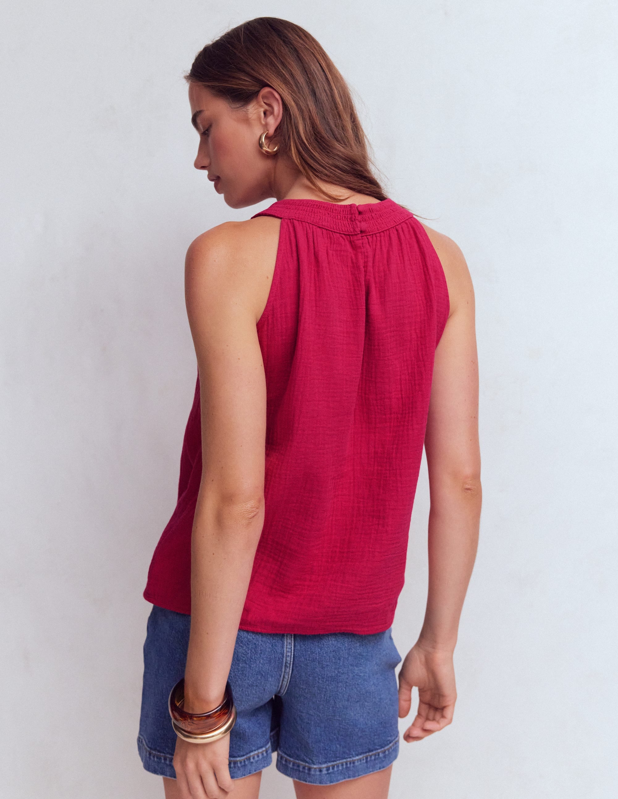 Halter-neck Double Cloth Top