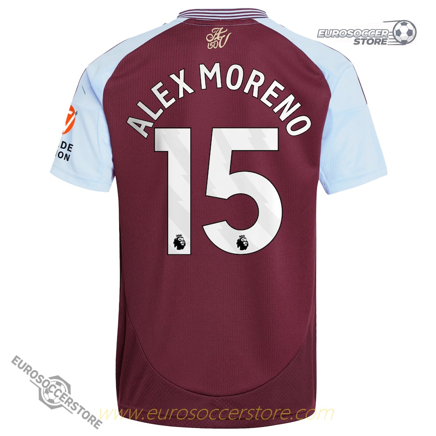 Aston Villa's 24-25 Home Jersey, Number 15, Worn by Alex Moreno