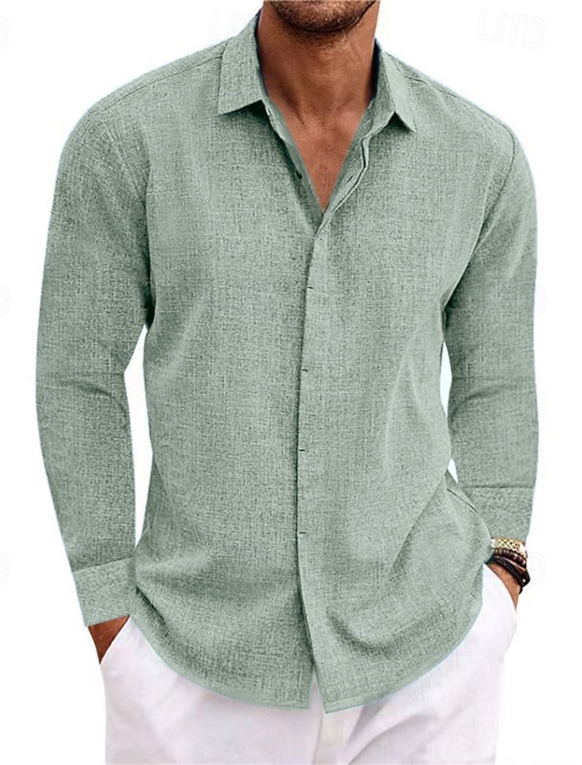 Men's Shirt Linen Summer Button Down Casual Beach Solid Color Vacation