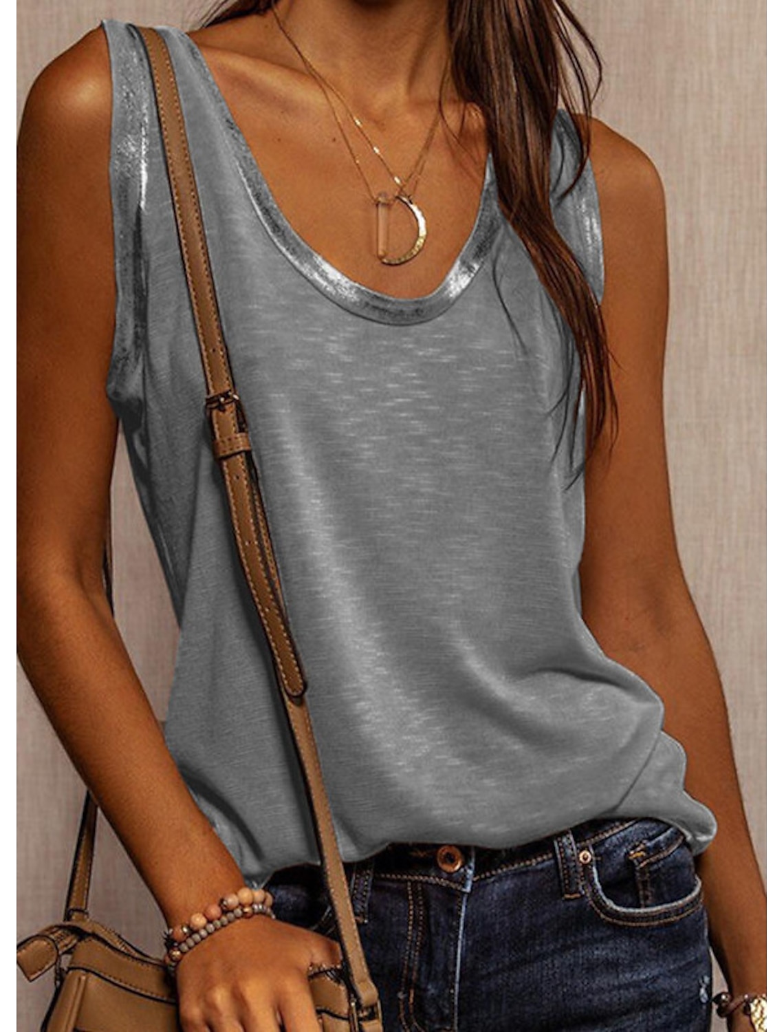 Women's Tank Top Fashion Plain Regular Tops Sleeveless U Neck Regular Fit Valentine's Day Casual Summer
