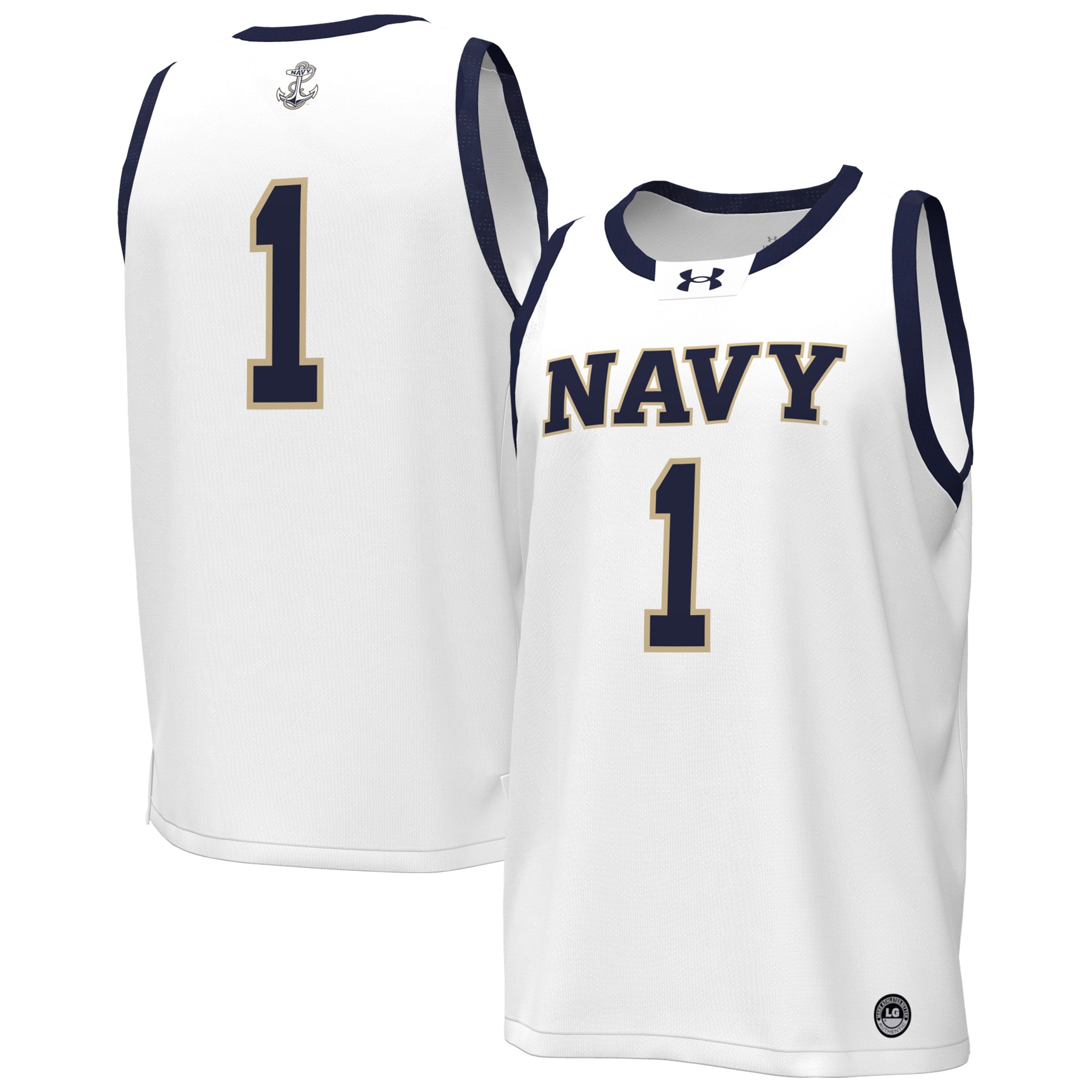 [NJP] Women's Navy Midshipmen #1 Replica Basketball Jersey - White
