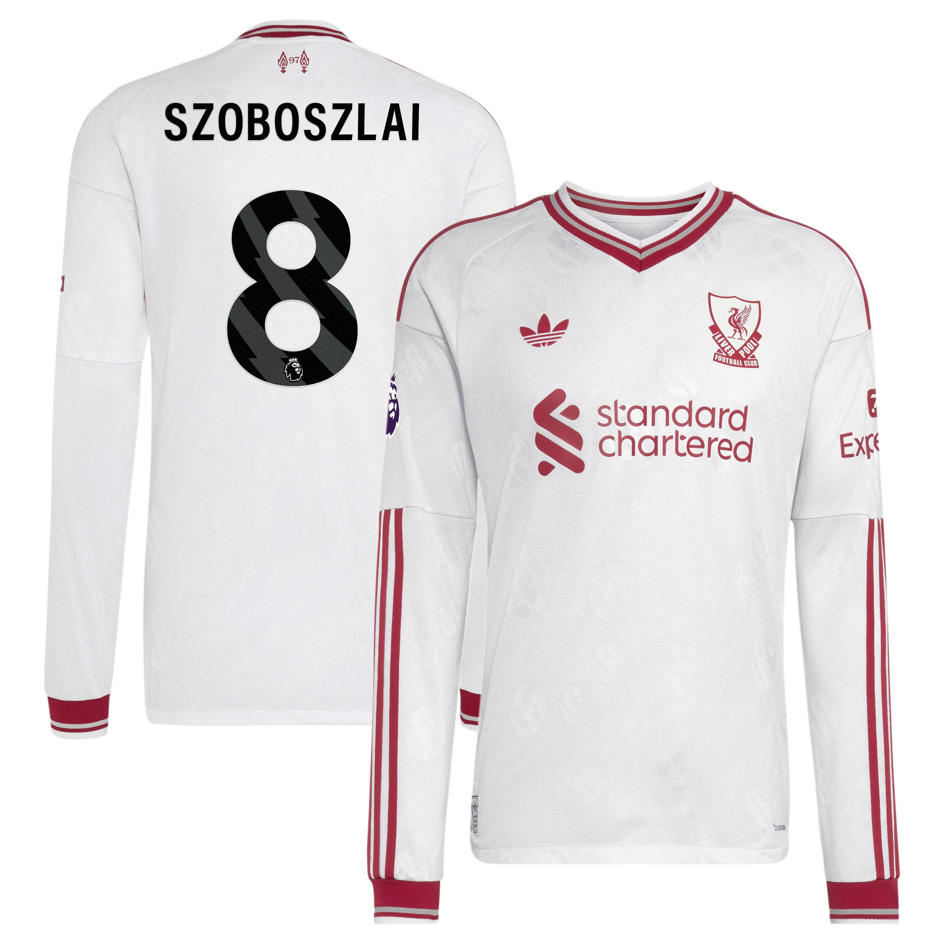 [LK] Youth Dominik Szoboszlai Liverpool 2026/27 Away On-Field Authentic Long Sleeve Jersey - White