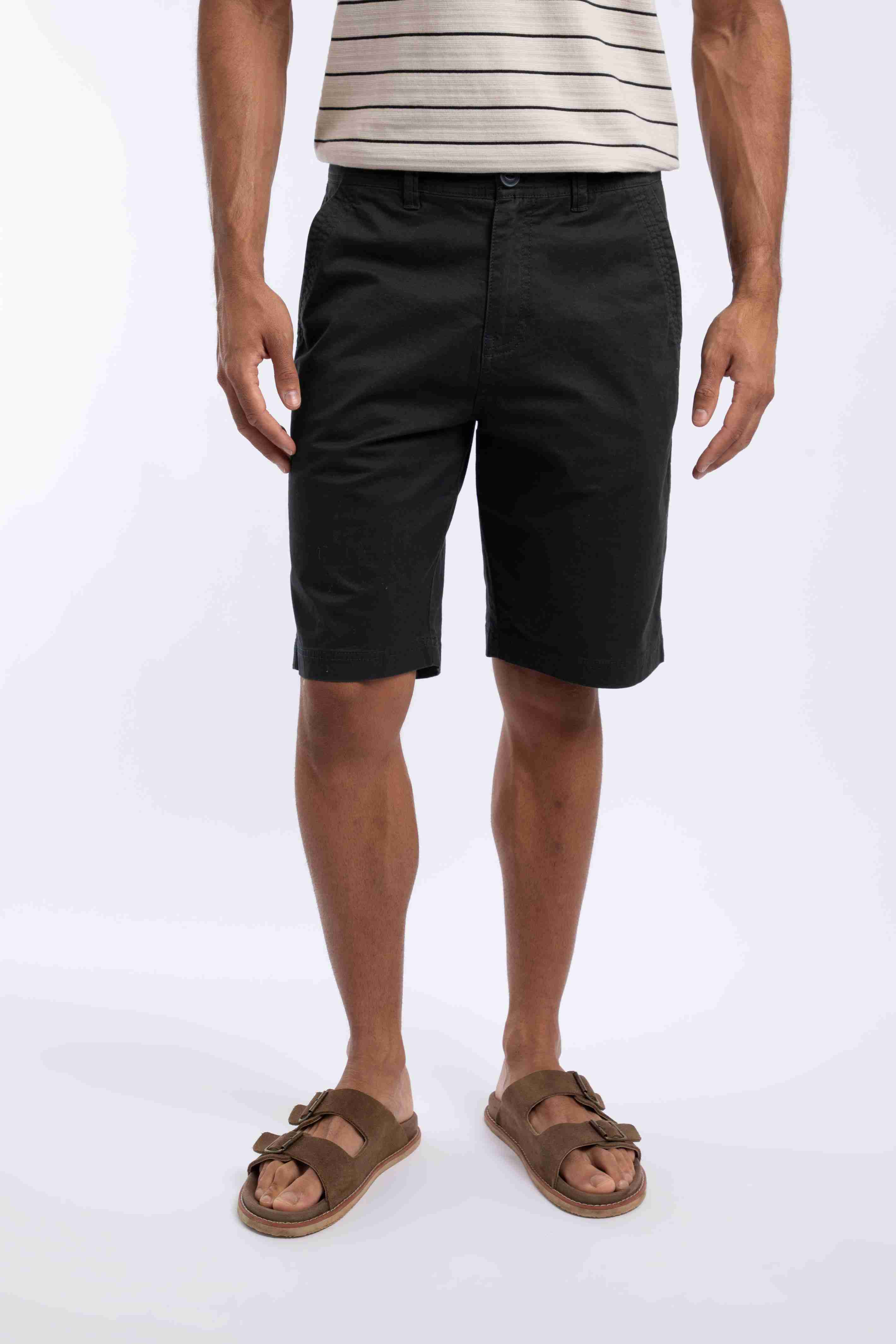 Rayburn Cotton Flat Front Shorts Washed Black