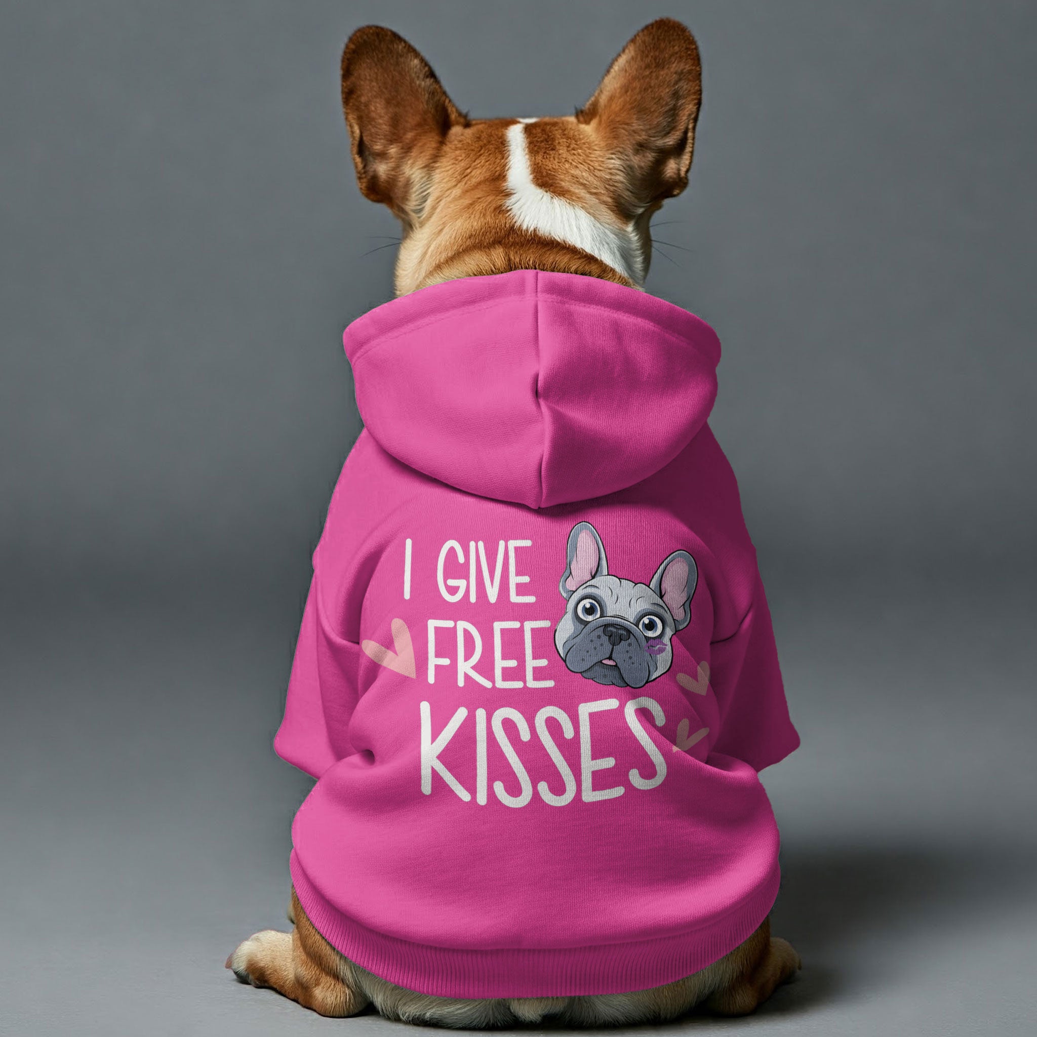 Comfortable Free Kisses - Personalized French Bulldog Hoodies With Fu...