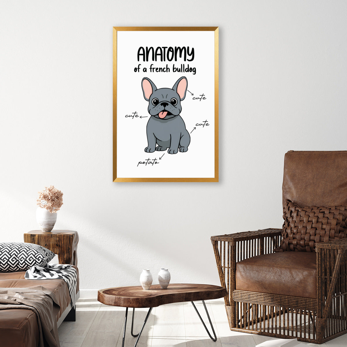 French Bulldog Biscuit Vertical Framed Poster • Wall Decoration Durable Dog Item