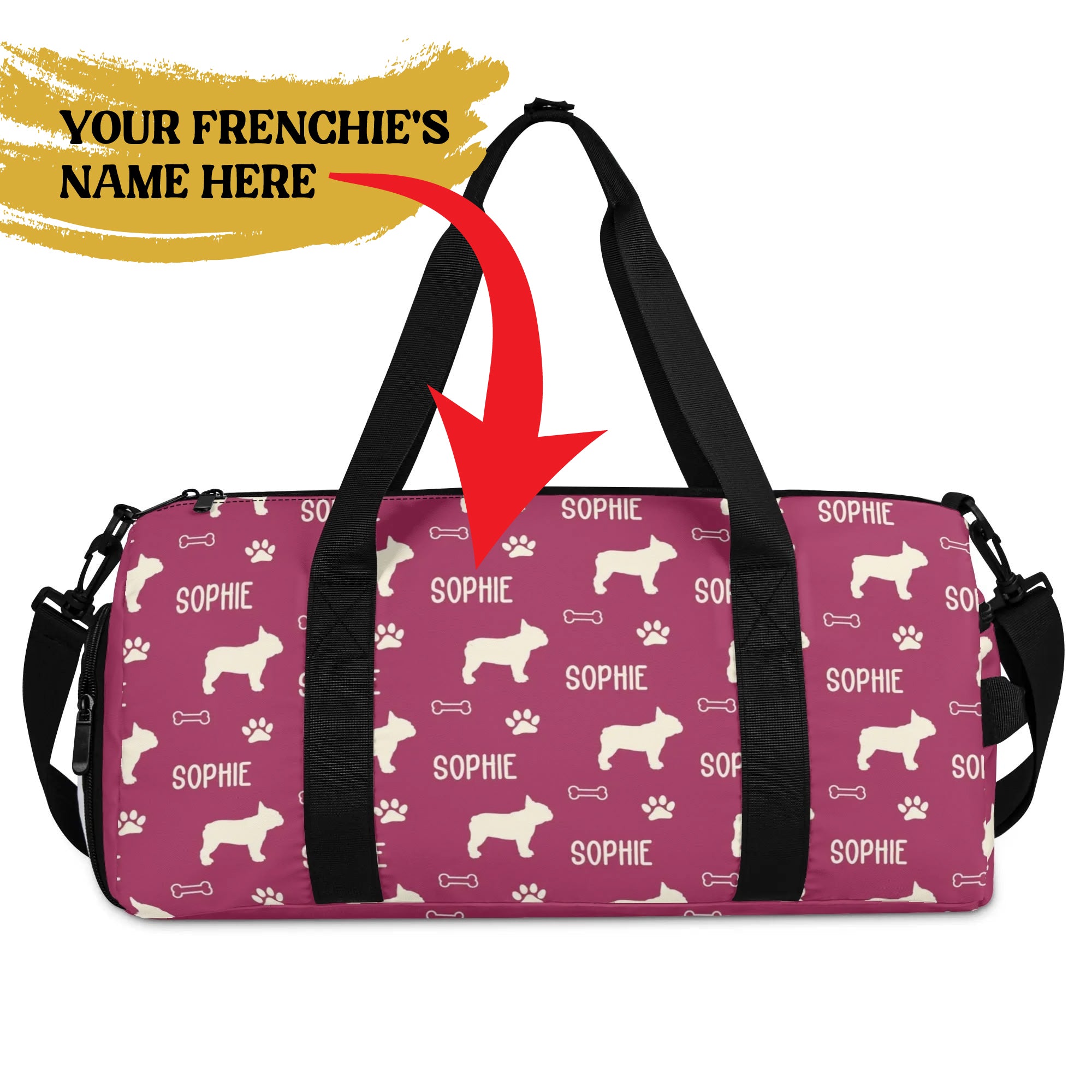 French Bulldog Personalized Gym Bag For Frenchie Lovers With Your