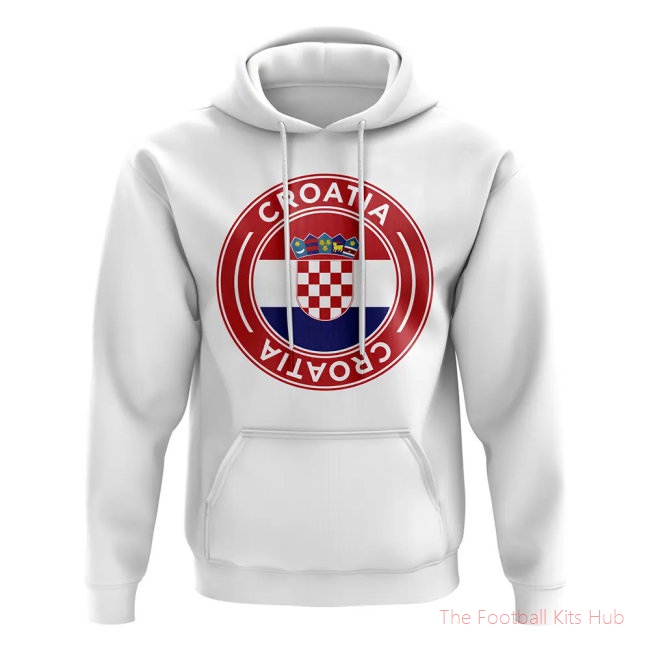 Men Croatia Football Badge Hoodie (White) UEFA Euro