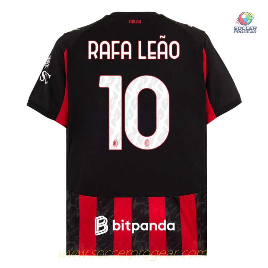 AC Milan Home Football Soccer Jersey Children Soccer Jersey 2025/26 Collection Rafael Leao