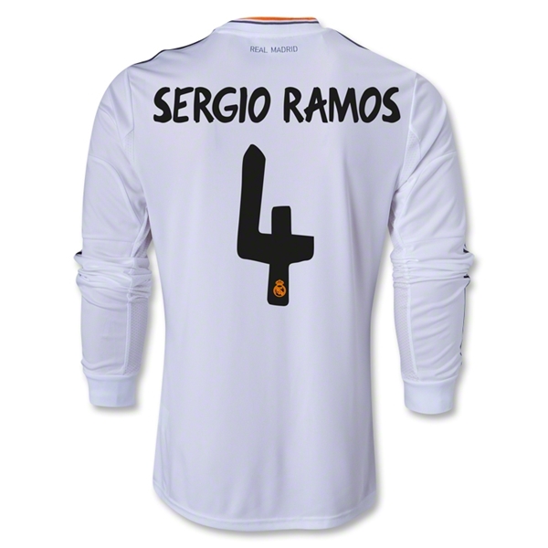 13-14 Real Madrid 4 SERGIO RAMOS Home Long Sleeve Jersey Shirt -