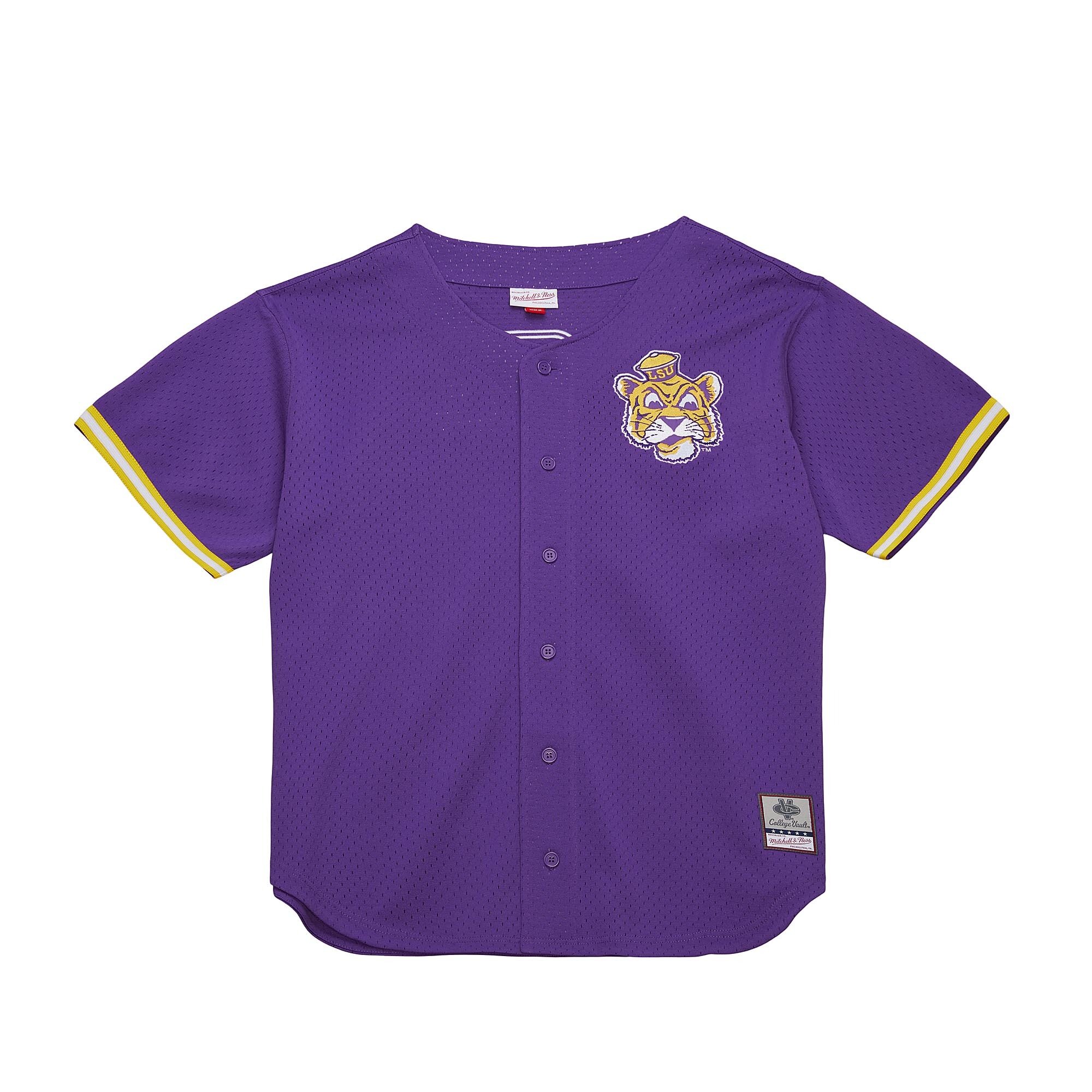 [NJP] LSU Tigers Game Time Vintage Mesh Button Front Jersey Top - Purple