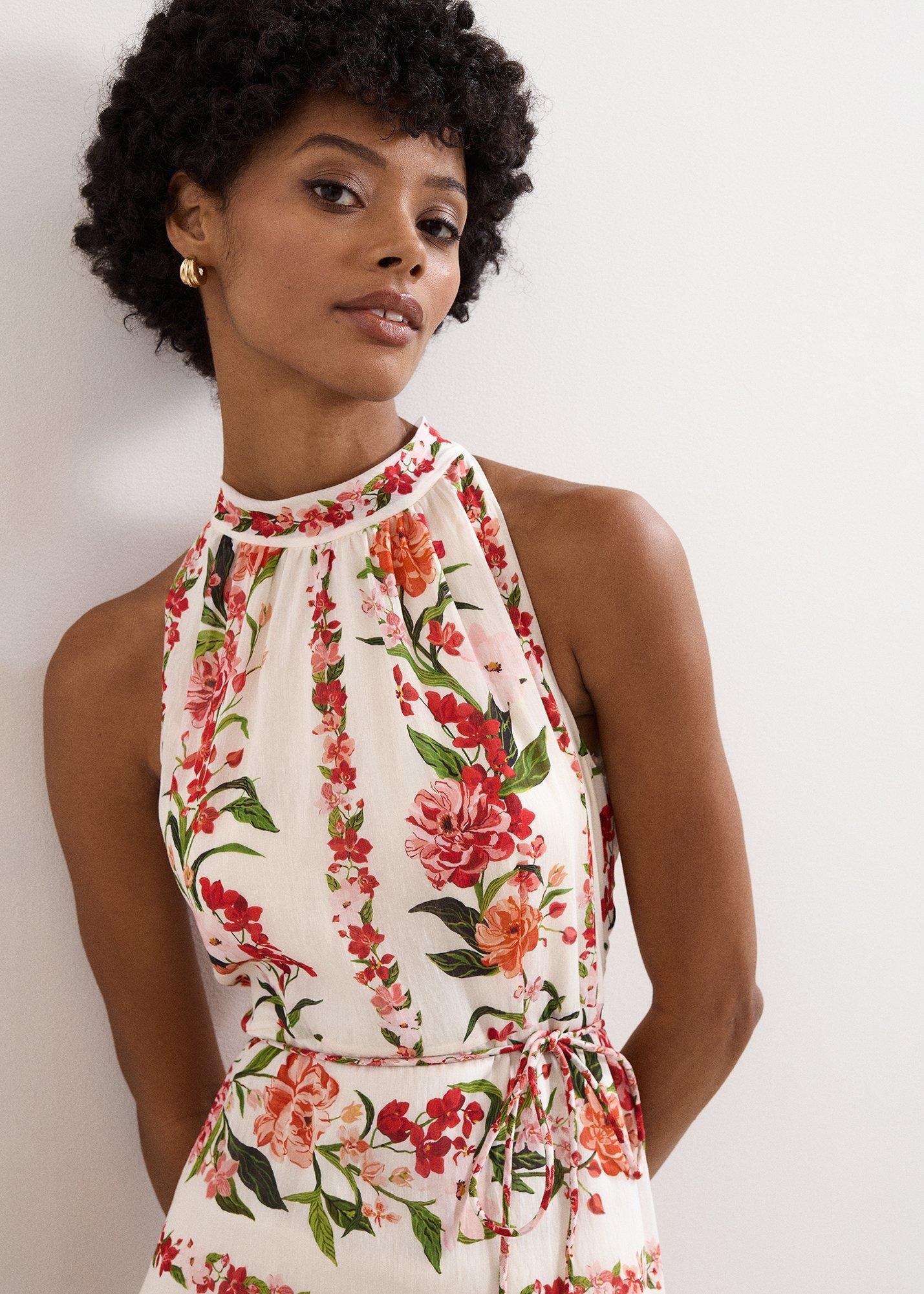 Petite Nita Cream Floral Maxi Dress