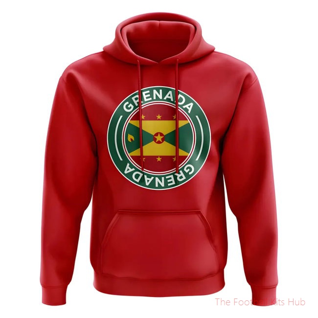 Men Grenada Football Badge Hoodie (Red)