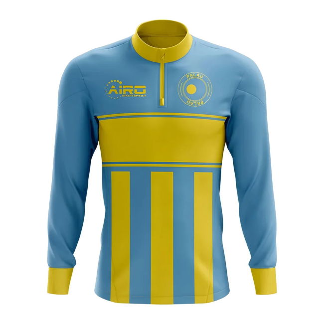 Quality Palau Concept Football Half Zip Midlayer Top (Sky Blue-Yellow)