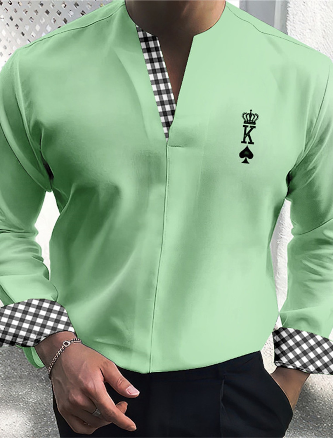 Men's Shirt Dress Shirt Plaid Outdoor Casual White Blue Green Khaki Long Sleeve V Neck Summer Fall Clothing Apparel Print
