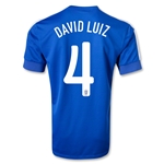 2013 Brazil 4 DAVID LUIZ Blue Away Jersey Shirt - Official Replica
