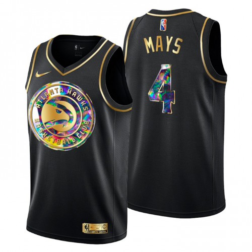 Atlanta Atlanta Hawks #4 Skylar Mays Mens Golden Edition Diamond Logo 2021/22 Swingman Jersey ¨C Black Mens