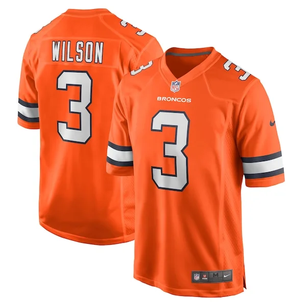 None Russell Wilson Game Jersey - Orange | NFL Player Jersey