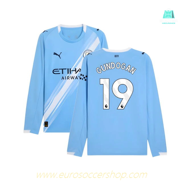 2025-2026 Man City Long Sleeve Home Shirt (Gundogan 19)