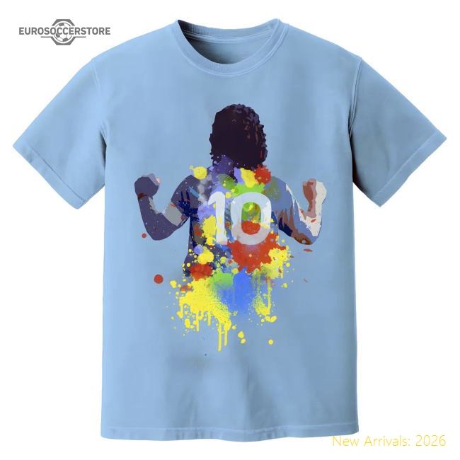 Best-Selling Performance Diego Maradona Napoli Art T-Shirt (Sky)
