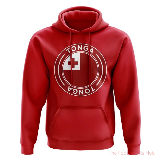 Men Tonga Football Badge Hoodie (Red)
