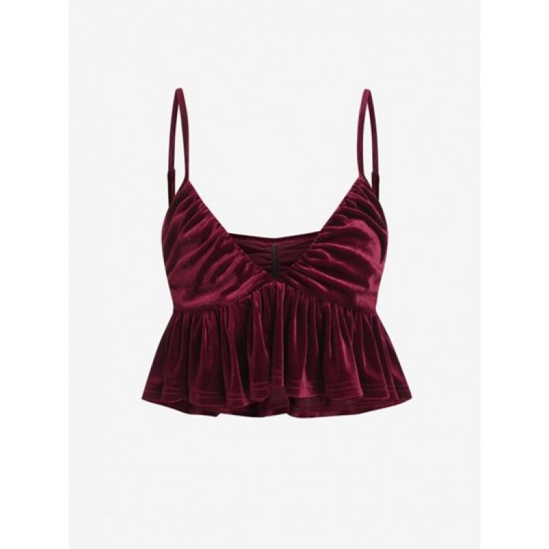 Velour Ruched Peplum Camisole FD3822