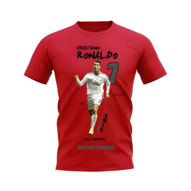 Cristiano Ronaldo Real Madrid Graphic T-Shirt (Red) - Fan Favorite ...