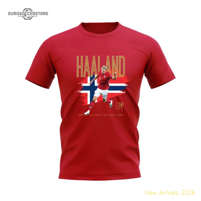 Erling Haaland Norway Football Celebration T-Shirt (Red)