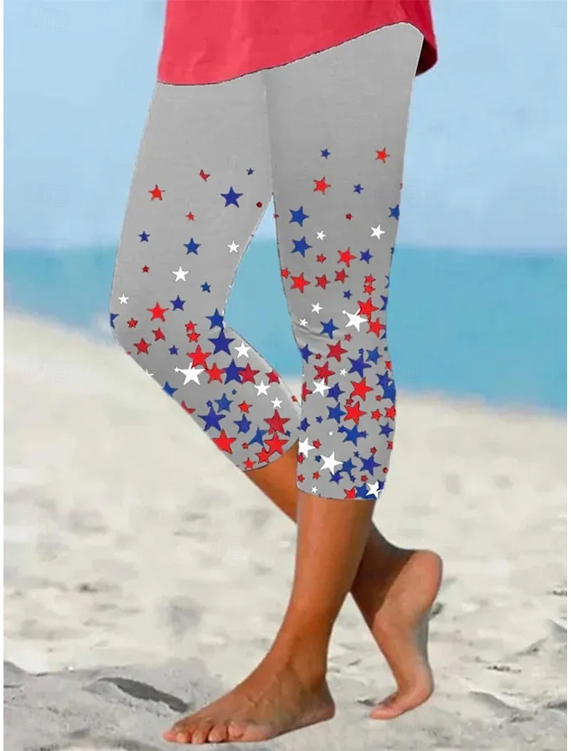 Independence Day Patriotic Women's Leggings Vacation Vintage Fashion Calf-Length High WaistPants Graphic Flag Printing Breathable Soft Stretchy Formal Vacation Office