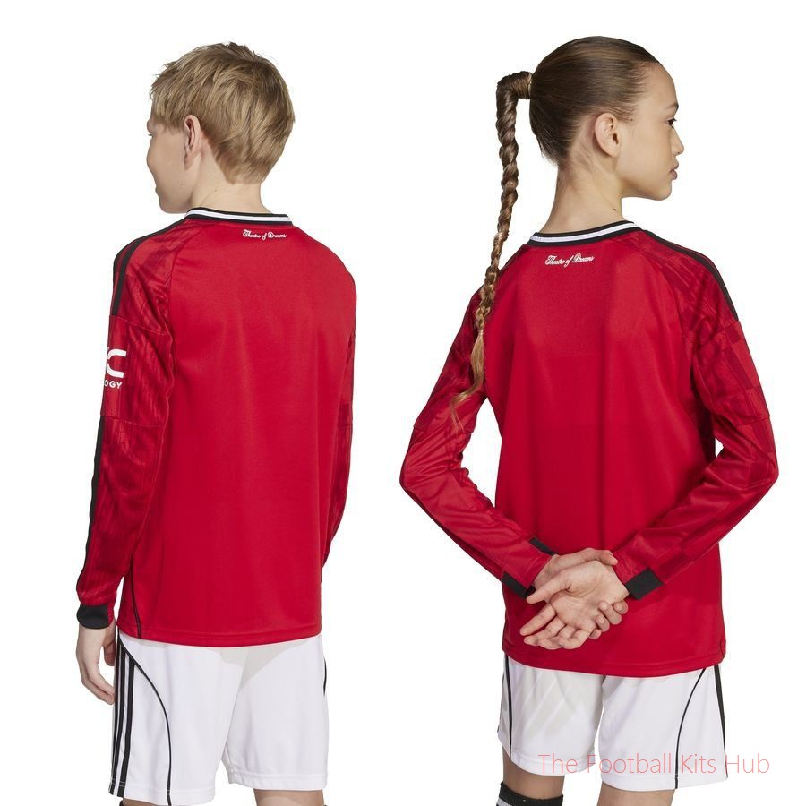 Manchester United Home Shirt 2025/26 Kids Long Sleeves