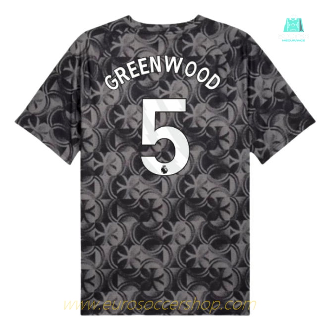 2025-2026 Man City Warm Up Jersey (Black) (Greenwood 5)