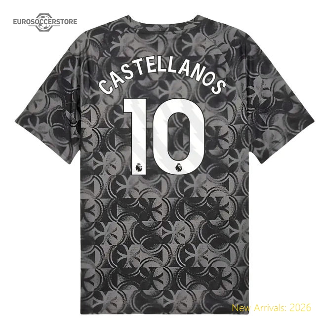 Top-Grade 2025-2026 Man City Warm Up Jersey Black Castellanos 10