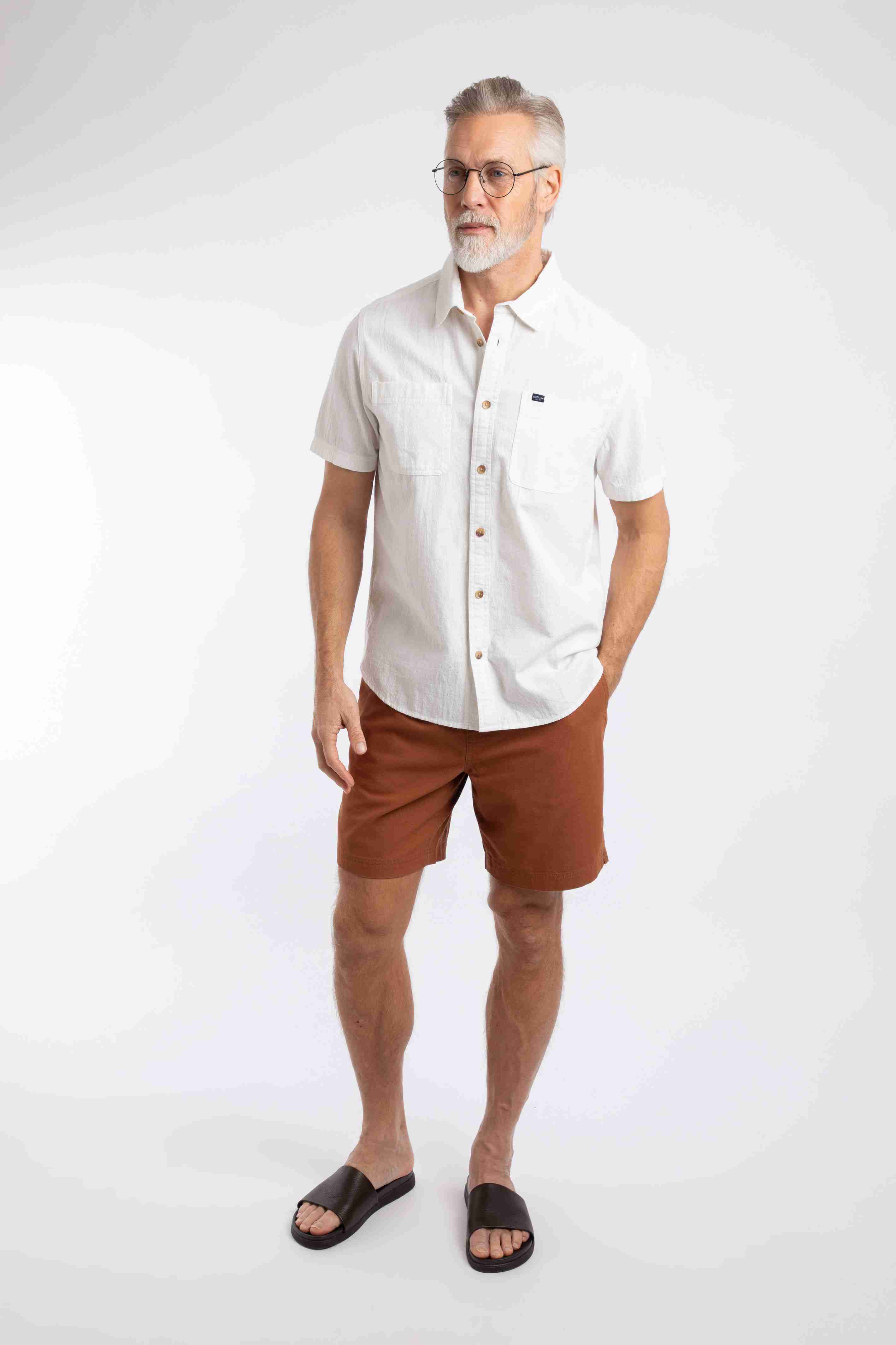 Hinton Textured Crepe Shirt Dusty White