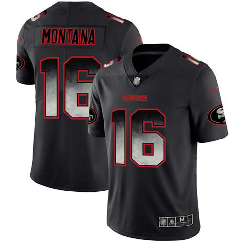 Official NFL SF 49ers #16 Joe Montana Black Limited Jersey - NFL Li...