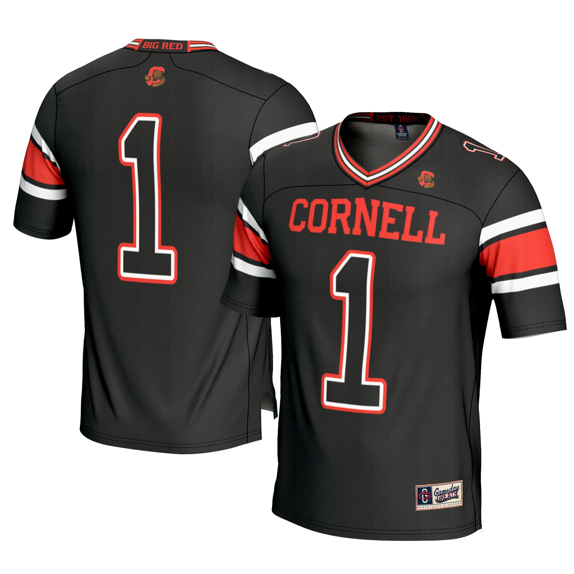 Men's #1 Black Cornell Big Red Football Jersey