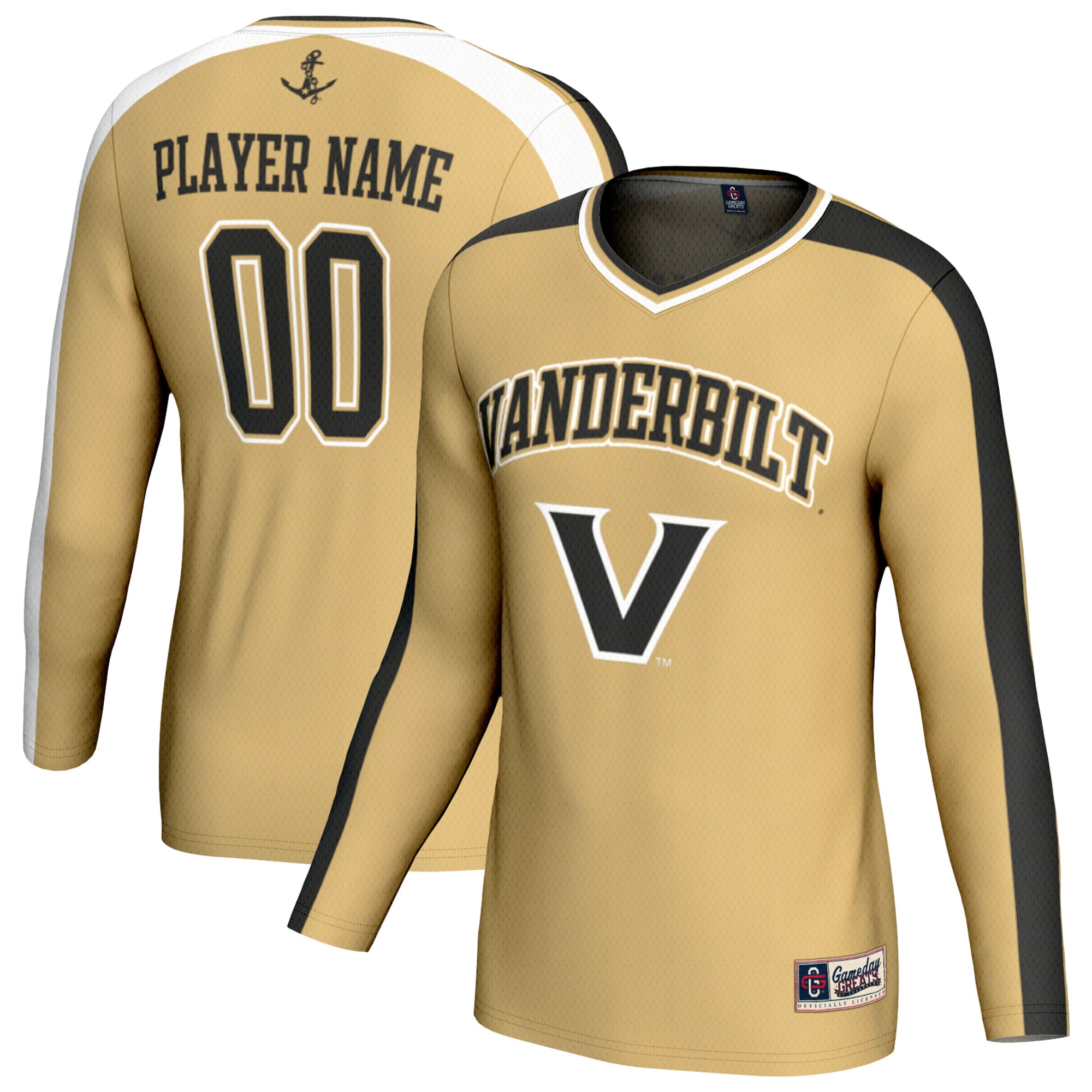 [NJP] Women's Vanderbilt Commodores GameDay Greats NIL Pick-A-Player Lightweight Collegiate Volleyball Fashion Jersey - Gold