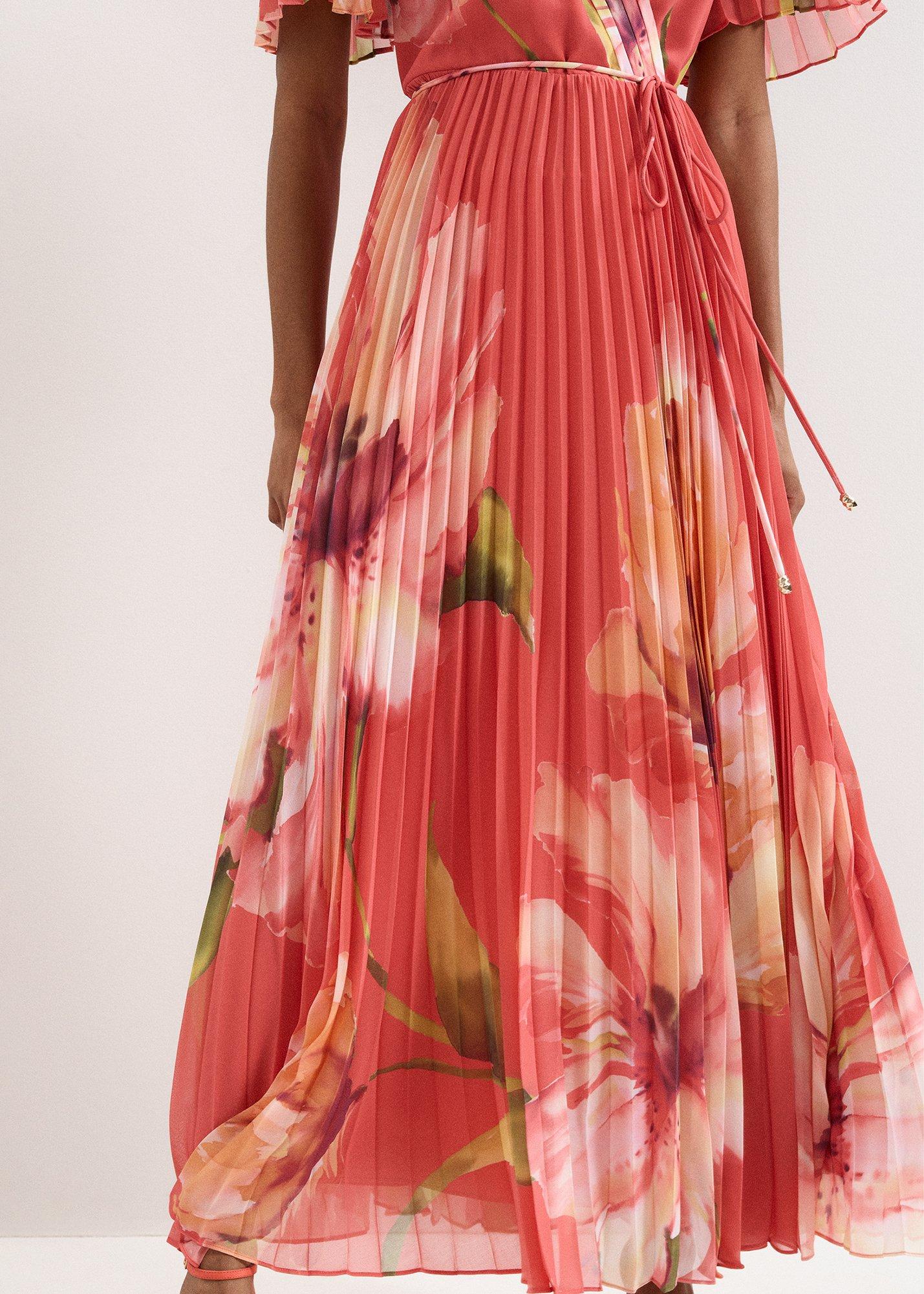Petite Abigail Pleated Print Maxi Dress