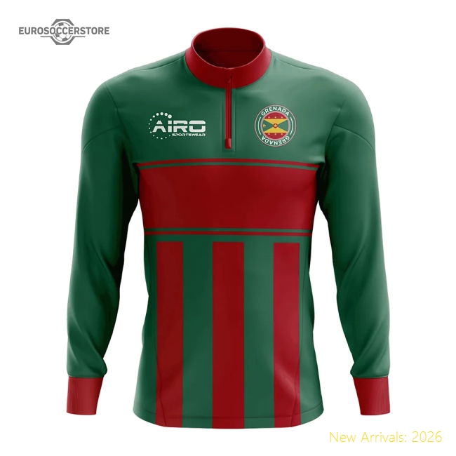 Grenada Concept Football Half Zip Midlayer Top (green-red)