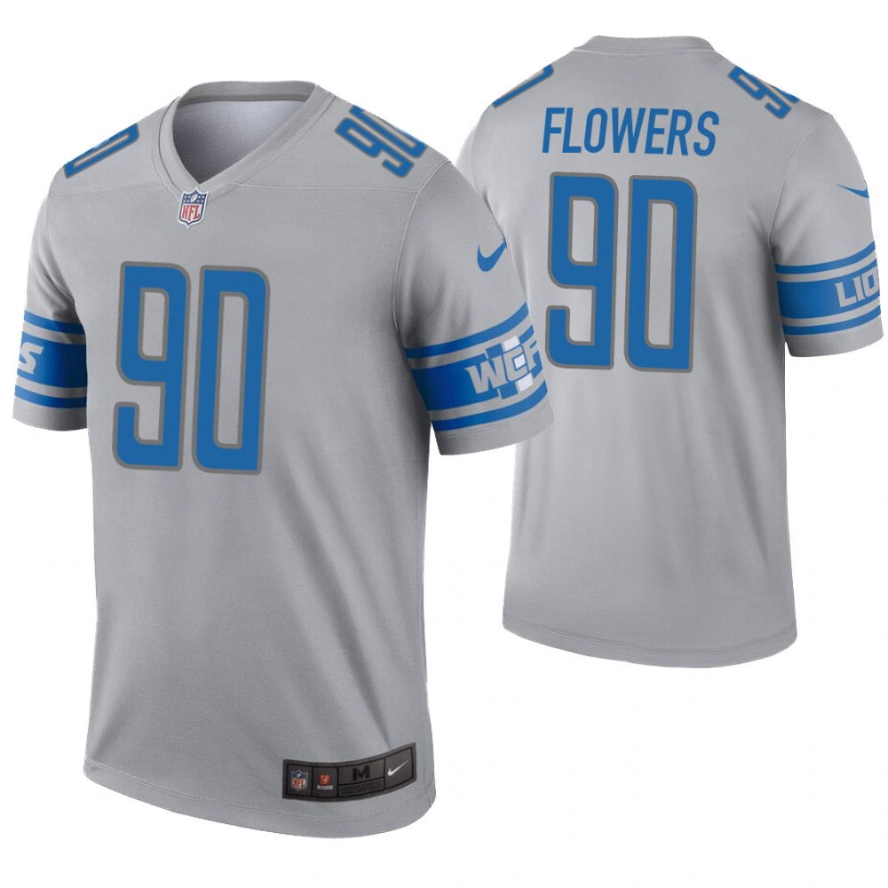 Official NFL Detroit Lions #90 Trey Flowers Gray Game Jersey
